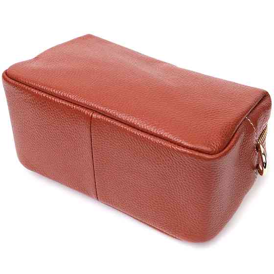 Оригинальная женская сумка с двумя ремнями из натуральной кожи Vintage 22273 Коричневый Киев