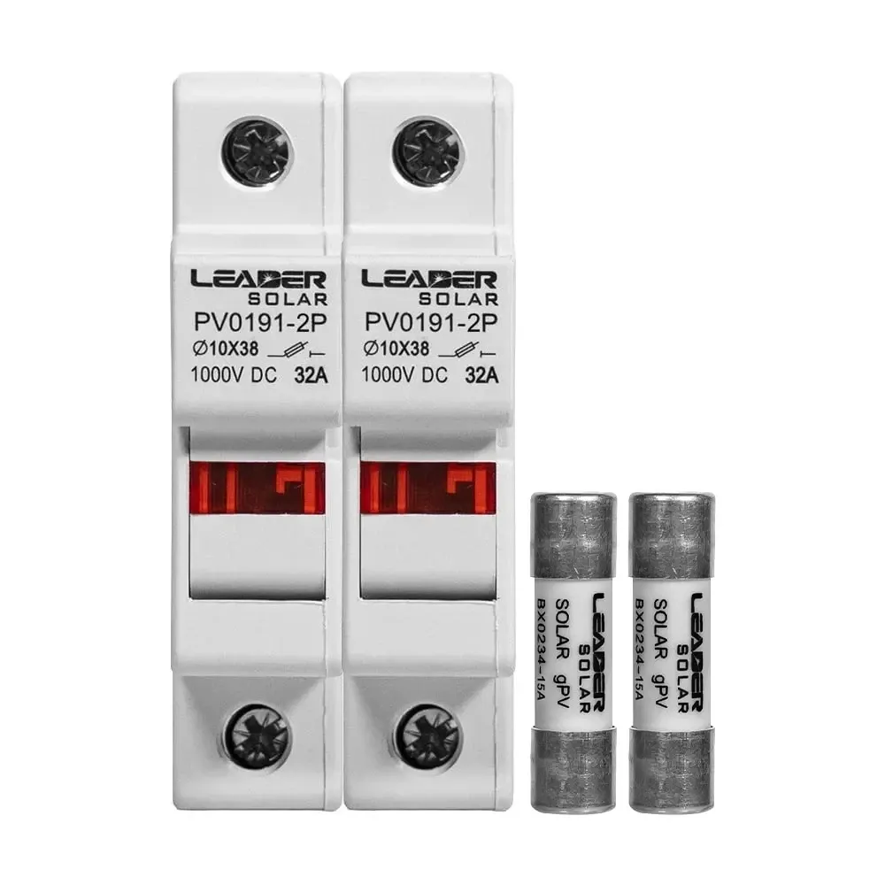 Комплект роз'єднувача та запобіжника 1000V Leader 32A PV0191-2P та 2 шт. 15A BX0234 для сонячних панелей (42-00219-42-00223) Киев - изображение 2