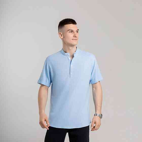 Чоловіча сорочка з коротким рукавом блакитна Pobedov Molodist' Київ