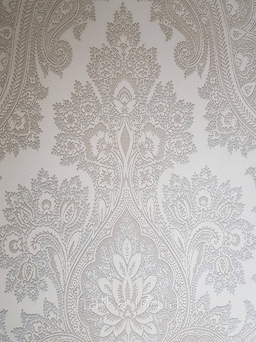 Шпалери вінілові на флізеліні AS creation Garda 1.06Х10.05 класика вензелья великі кремові коричневі срібло Київ - фото 3
