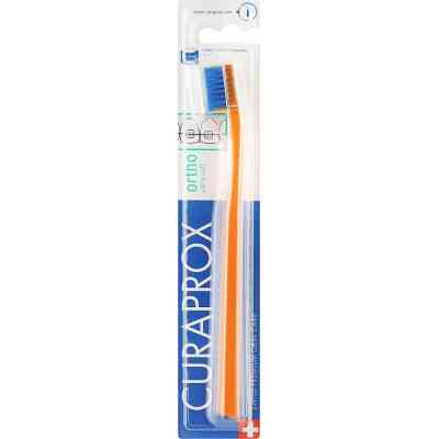 Зубная щетка Curaprox CS 5460 Ortho Ultra Soft Ультрамягкая ортодонтическая Оранжевая с синей щетиной (CS 5460 Ortho-05) Винница