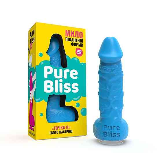 Крафтовое мыло-член с присоской Pure Bliss BIG Blue, натуральное Sex Aura Киев