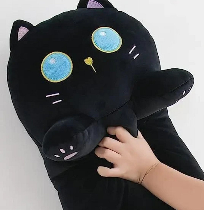 Детская игрушка Кот Батон Темная Ночь 80см, забавная мягкая подушка-объятия, Черный Киев - изображение 5