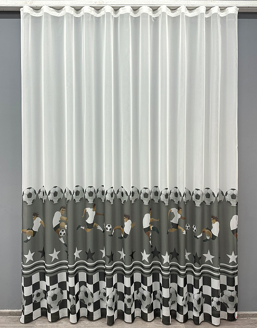 Тюль шифоновая с принтом цвет молочный с серым 1823т Киев - изображение 8