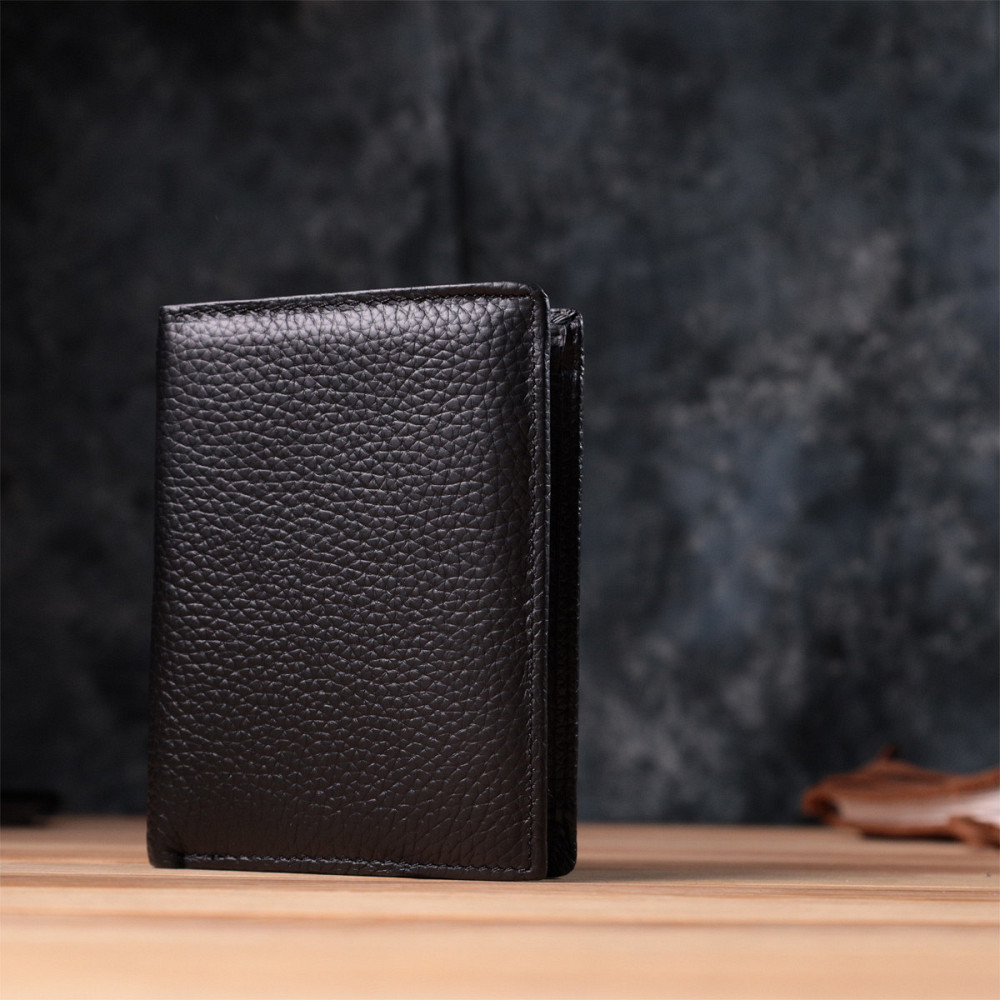 Зручний чоловічий шкіряний гаманець у два складання Vintage sale_15093 Чорний Київ - фото 9