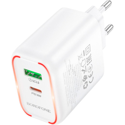 Зарядное устройство BOROFONE BA89A Destello 1xUSB-C PD30W + 1xUSB QC3.0 White (6941991119361) Винница - изображение 4