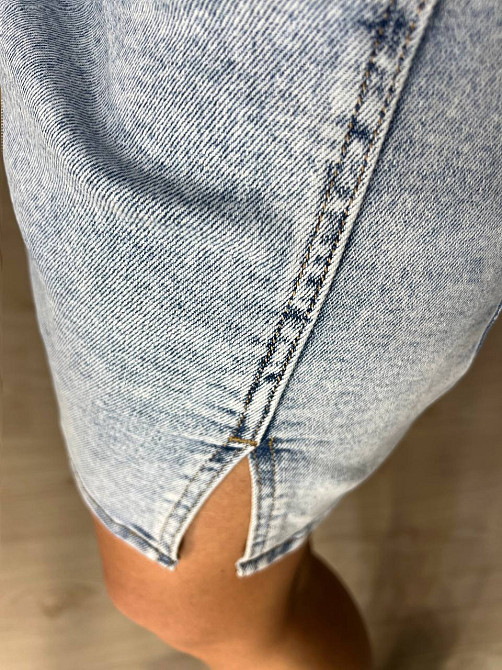 Юбка женская джинсовая Dragon 201 короткая разрез сбоку швы стрейчевая голубая, голубой, 27, 27, 76  Одесса - изображение 3