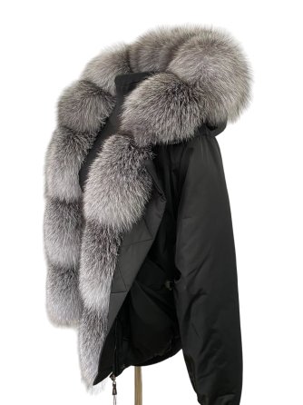 Бомбер женский с мехом блюфрост Черный 50 Харьков