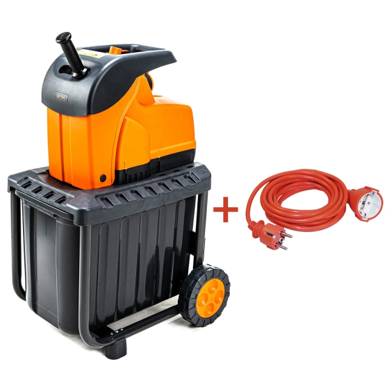 Садовий подрібнювач GTM DS2800/45 KIT + подовжувач 10м (DS2800/45_KIT+ext.cord : 2800 Вт, діаметр гілки 45 мм, ніж, контейнер 60 л Київ