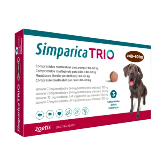 Simparica TRIO (Симпарика ТРИО) таблетки от блох, клещей и гельминтов для больших собак весом от 40 до 60 кг Запорожье