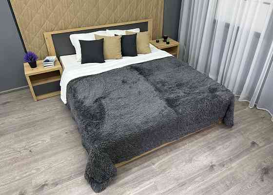 Плед-покривало 200х230 см (+-10см) Травка на овчині колір графітовий з білим (87-219) Київ