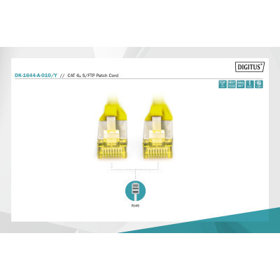 Патч-корд 1м, CAT 6a S-FTP, AWG 26/7, Cu, LSZH, yellow Digitus (DK-1644-A-010/Y) Винница - изображение 3