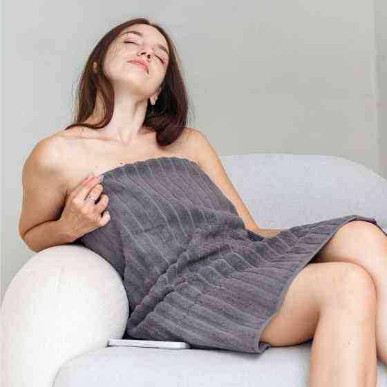 Набір 2 жакардові рушники Lovely Svi для ванної, готелів, СПА, на подарунок,  70 х 140 см Oxford Stripe темно – сірий Charcoal Київ