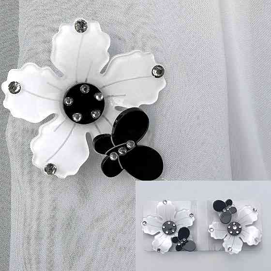 Магніти для штор і гардин Весна набір 2 шт Білий з чорним (81-313) Київ