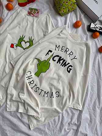 Унисекс новогодняя стильная футболка с принтом хлопок. Одесса