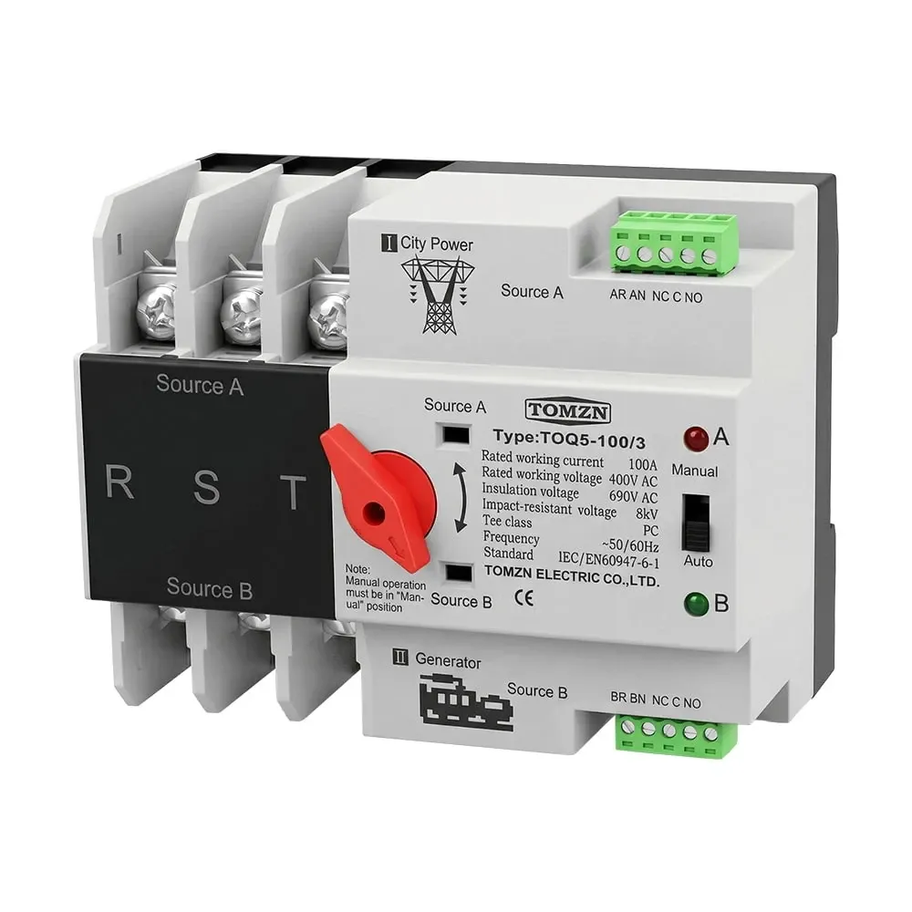 Автоматичний перемикач (АВР) під DIN-рейку TOMZN TOQ5/3P 100A 3 полюси (51-00114) Киев - изображение 8