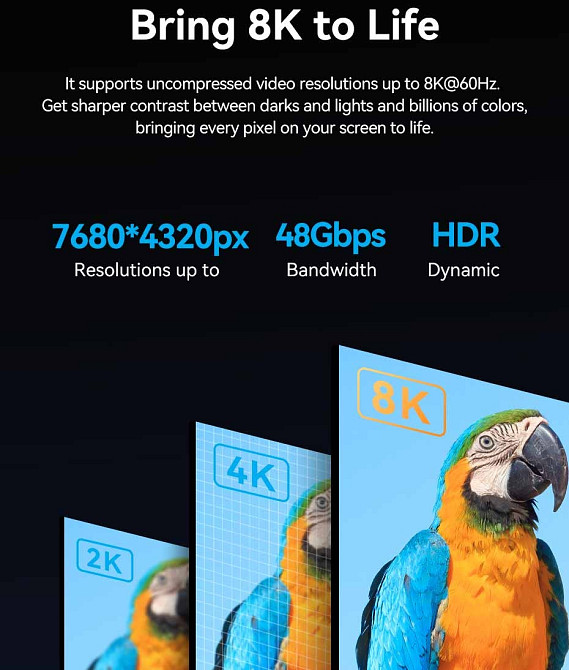 Кабель HDMI M - Mini M, 1.0 м, V2.1 8K 60Гц Aluminum Alloy Type Green Vention Винница - изображение 5