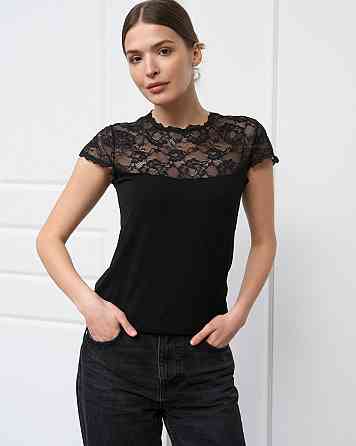 Футболка Ozkan з прозорим верхом, біл, чорн — Viscose 4XL Київ