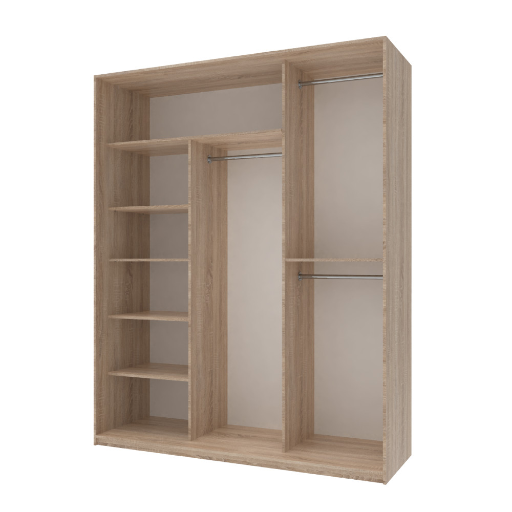 Шкаф-купе трехдверный Doros Сити Лайт 180х60х225 см Дуб сонома/1 Зеркало (DRS-011089) Днепр - изображение 3