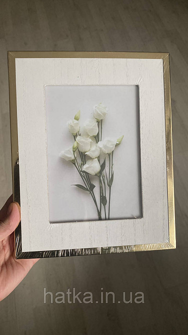 Рамка для фотографії 17*22*1 (15*10 см) фото біла із золотим обідком Київ - фото 1