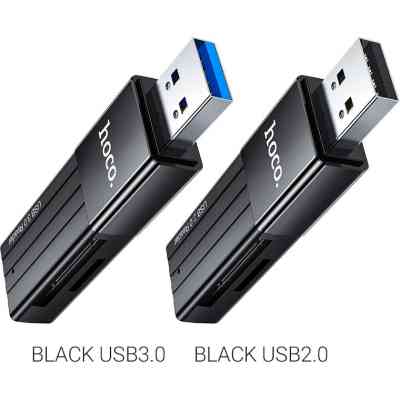 Зчитувач флеш-карт HOCO USB3.0 to microSD, microSDHC, microSDXC, SD, SDHC, SDXC, HB20 Black (6931474735218) Вінниця