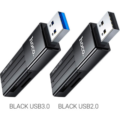 Зчитувач флеш-карт HOCO USB3.0 to microSD, microSDHC, microSDXC, SD, SDHC, SDXC, HB20 Black (6931474735218) Вінниця - фото 2
