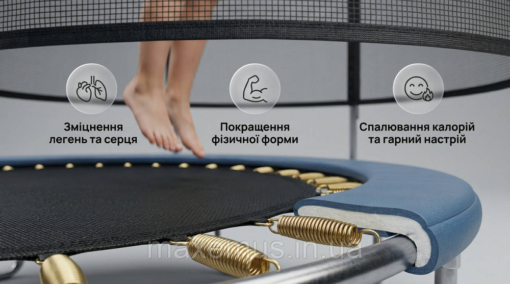 Батут детский с сеткой и лестницей Atleto 312 см (Черный) до 150 кг для дачи и улицы Мостиська - фото 10