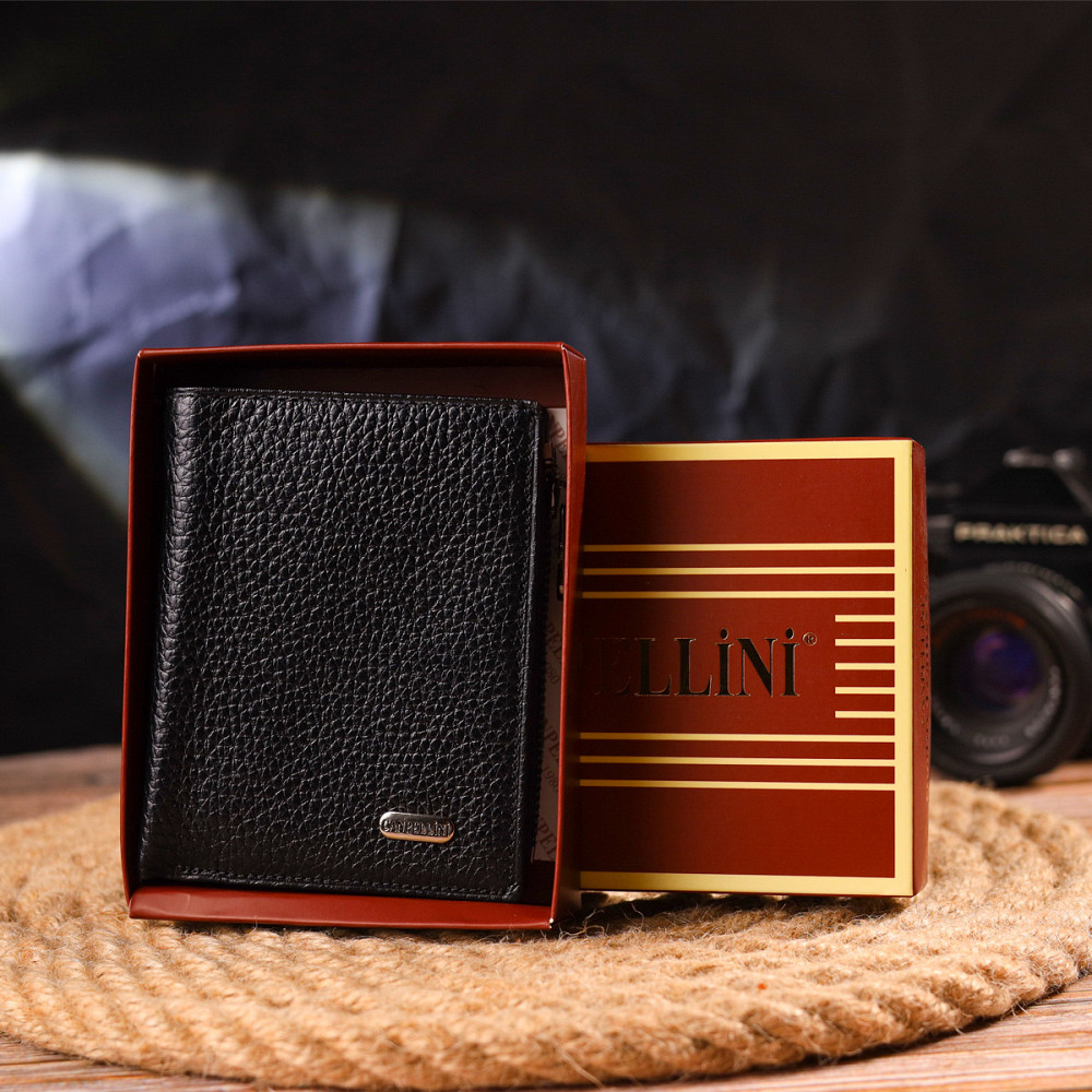 Небольшой вертикальный кошелек из натуральной кожи CANPELLINI 21671 Черный Киев - изображение 1