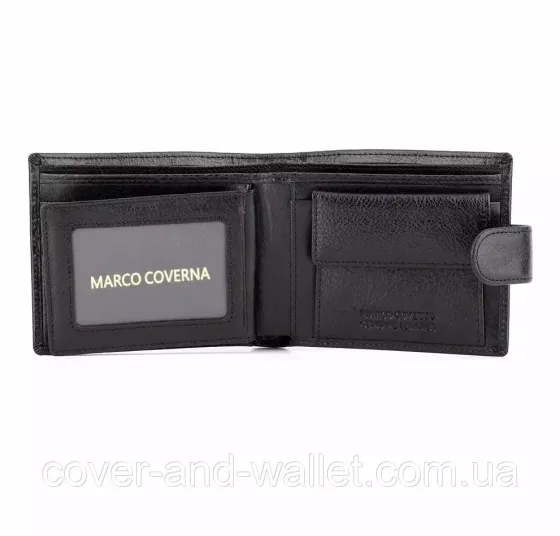 Чорний чоловічий шкіряний гаманець з вираженою фактурою Marco Coverna MC 010-802 Київ