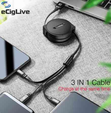 CAFELE 3 в 1 универсальный 120см Кабель USB-microUSB + 8 Pin + Type C Original Киев