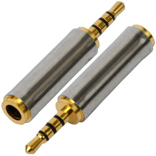 Переходник штекер 2,5мм 4С - гнездо 3,5мм стерео, gold, корпус металл Полтава - изображение 1