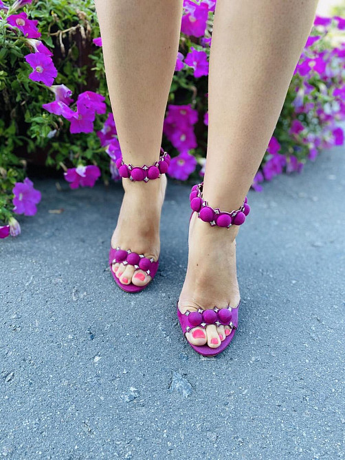 Seastar Босоніжки жіночі малинові SEASTAR літні еко-замша на підборах / Модні босоніжки р. 35-3 Коломыя - изображение 3