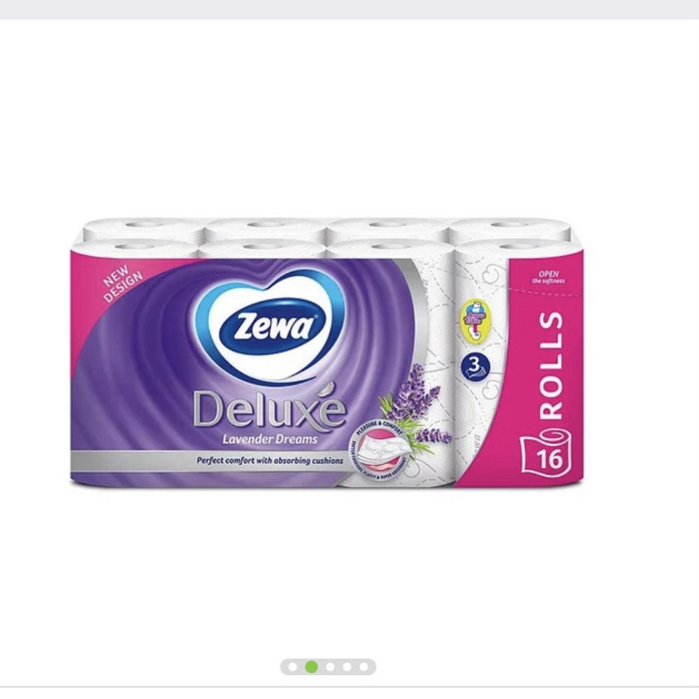 Туалетний папір Zewa Deluxe Lavender Dreams тришаровий (лаванда) 16 шт. Виноградов - изображение 1