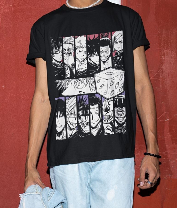 Футболка з аніме принтом Магічна битва оверсайз (S/M/L) Чорний AnimeJ0903 Дніпро - фото 5