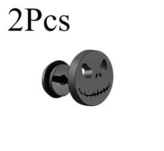 Серьги-пусеты Джек Скеллингтон «Кошмар перед Рождеством» – черный цвет, титановая сталь, готические унисекс се Киев