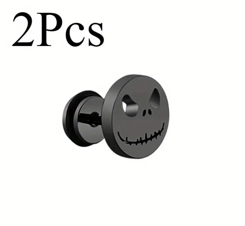 Серьги-пусеты Джек Скеллингтон «Кошмар перед Рождеством» – черный цвет, титановая сталь, готические унисекс се Киев - изображение 5