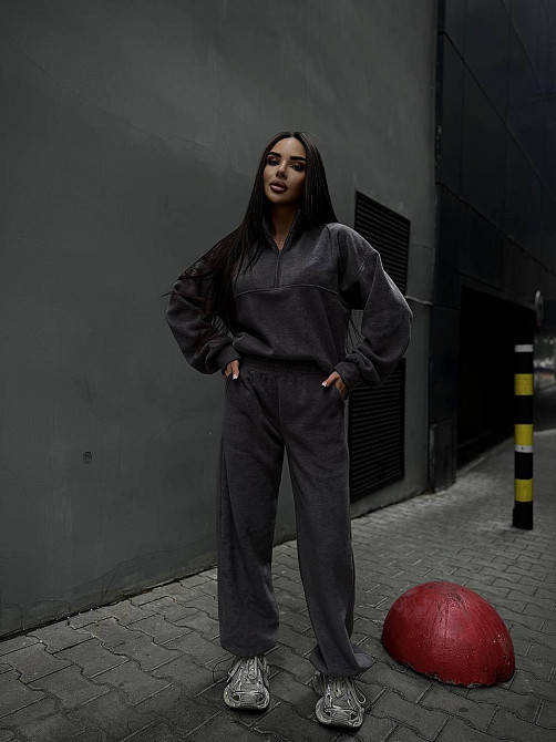 Женский удобный теплый костюм из флиса двусторонний Графит, 46/48 Одесса - изображение 1