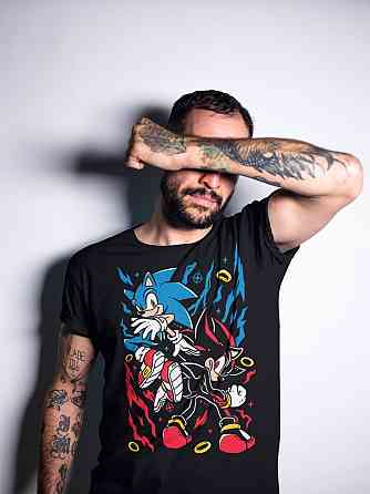 Футболка для мальчика аниме Схадов Хедгехог Хероес Соник оверсайз (рост от 165 до 180 ) Черний AnimeJ0352m Днепр