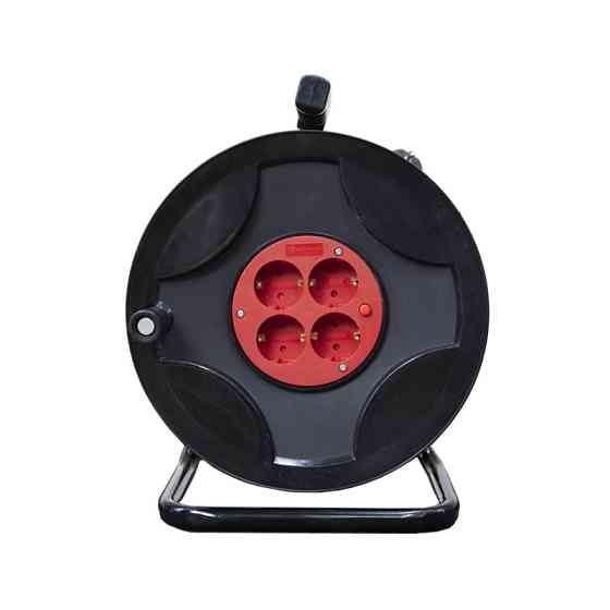 Удлинитель на катушке с заземлением 4 гнезда, 20 м Днепр