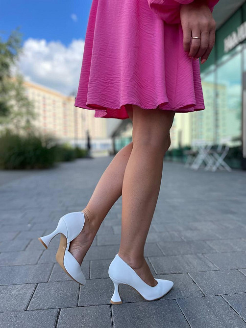 LIRIO Жіночі туфлі з натуральної шкіри на підборах весна-осінь білі демісезонні T0304/CT8057KP- Коломия - фото 6