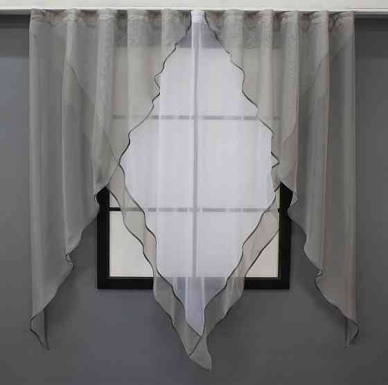 Кухонная занавеска VR-Textil № 029к серый с белым 300х170 см (59-954) Киев