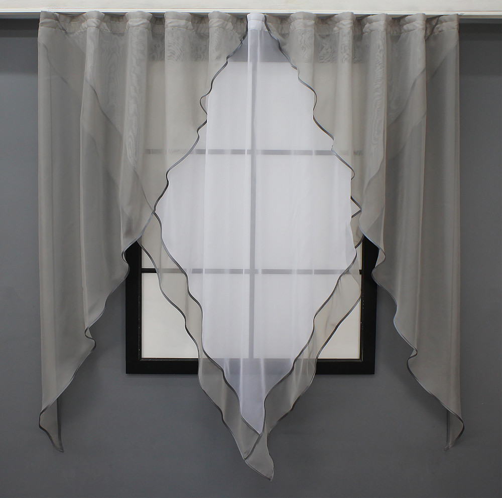 Кухонна фіранка VR-Textil № 029к сірий із білим 300х170 см (59-954) Київ - фото 1