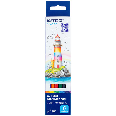 Олівці кольорові Kite Classic 6 кольорів (K-050) Вінниця - фото 1