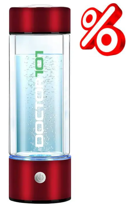 Генератор водородной воды Tana. Водородная бутылка с зарядкой от USB, на 450 мл красный металлик Днепр - изображение 1