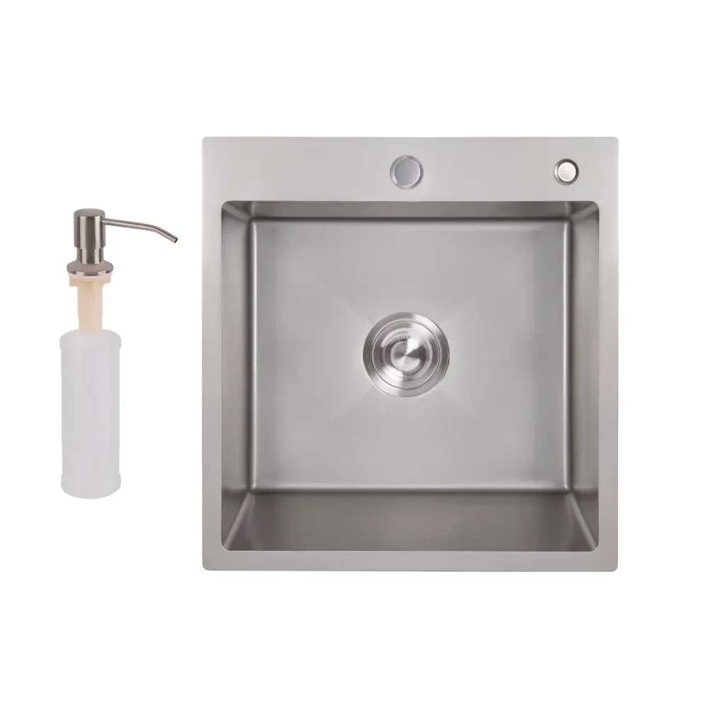 Кухонная мойка с нержавеющей стали Lidz H50*50G 3.0/0.8 мм Brush Grey (LDH5050GPVD3008) серая Киев - изображение 1