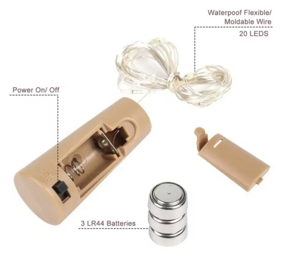 Гірлянда Роса 2 м 20 led на батарейках для пляшки ( Холодний білий) Сміла - фото 3