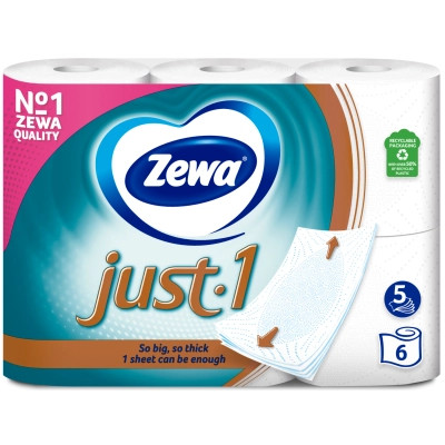 Туалетний папір Zewa Just 1 5 шарів 6 рулонів (7322541189314) Вінниця - фото 2