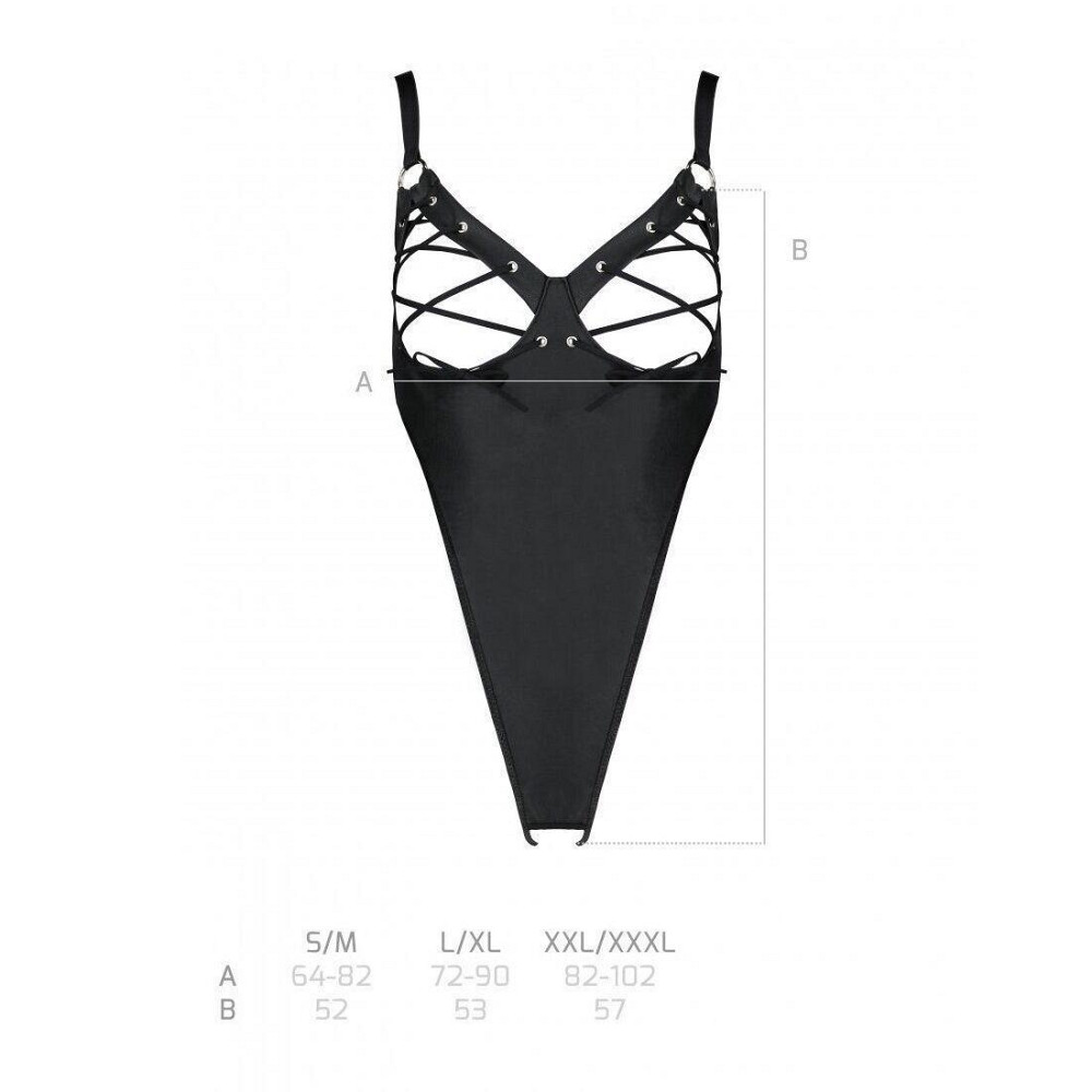 Боди из экокожи Passion CELINE BODY L/XL, black, с доступом, открытый Sex Aura Киев - изображение 7