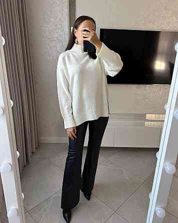 Женский оверсайз свитер машинная вязка Молочный Одесса