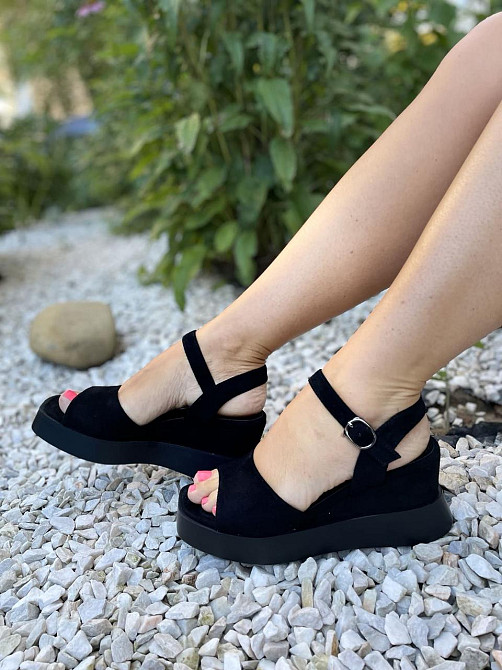 PLPS Босоніжки жіночі чорні PLPS -5 літні, еко-замша / Модні босоніжки на платформі р. 36-40 Коломия - фото 8
